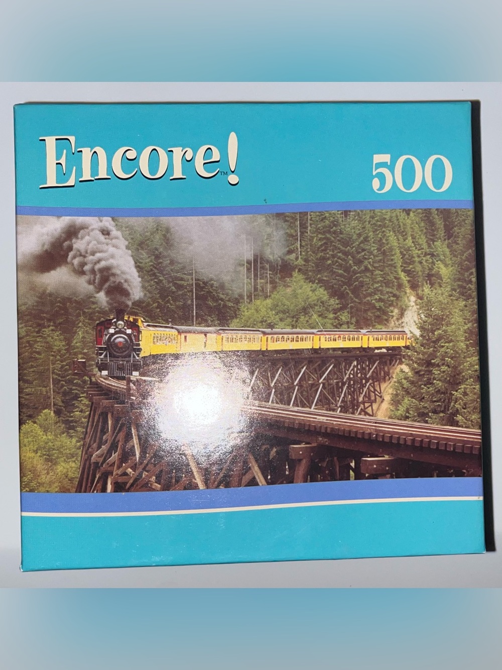 Encore Jeans Blue and Yellow Steam Train Puzzle - 500 Pieces